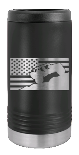 Jeep Flag 2 Laser Engraved Slim Can Insulated Koosie