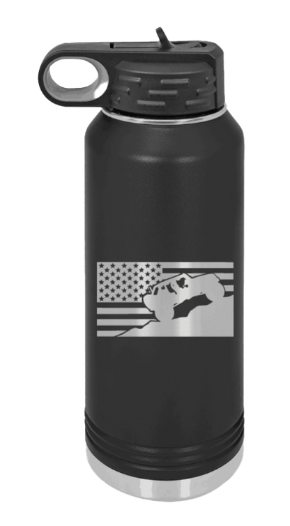 Jeep Flag 2 - 32oz Water Bottle Laser Engraved- Black