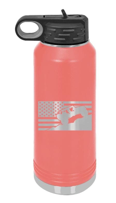 Jeep Flag 2 - 32oz Water Bottle Laser Engraved- Coral