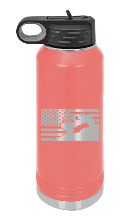 Jeep Flag 2 - 32oz Water Bottle Laser Engraved- Coral