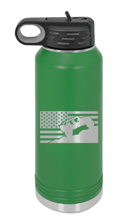 Jeep Flag 2 - 32oz Water Bottle Laser Engraved- Green