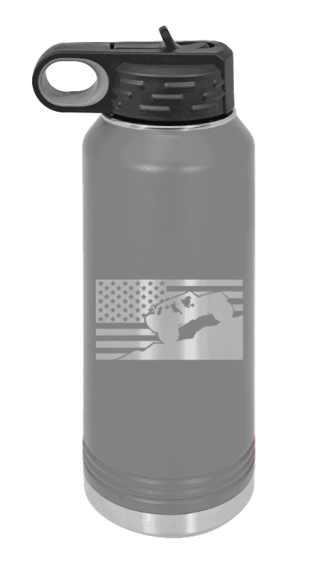 Jeep Flag 2 - 32oz Water Bottle Laser Engraved- Dark Grey