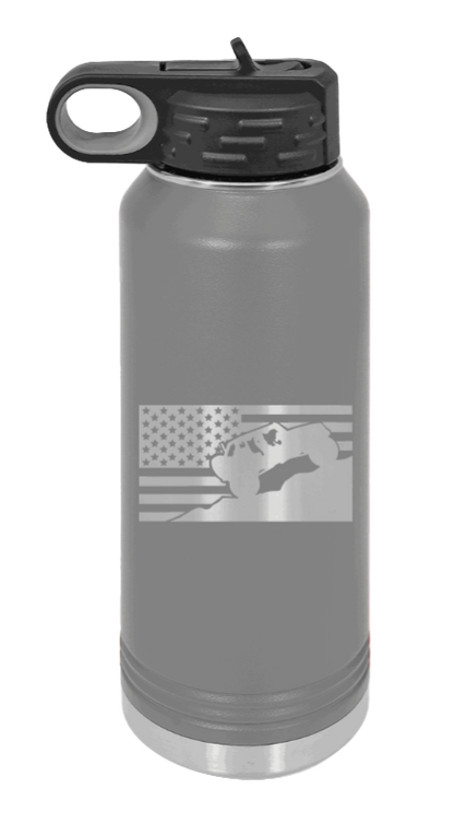 Jeep Flag 2 - 32oz Water Bottle Laser Engraved- Dark Grey