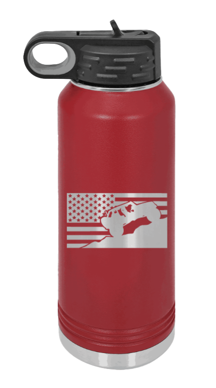 Jeep Flag 2 - 32oz Water Bottle Laser Engraved- Maroon