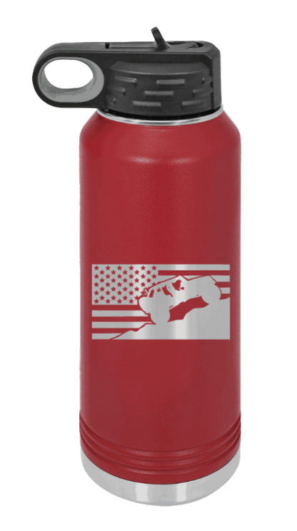 Jeep Flag 2 - 32oz Water Bottle Laser Engraved- Maroon