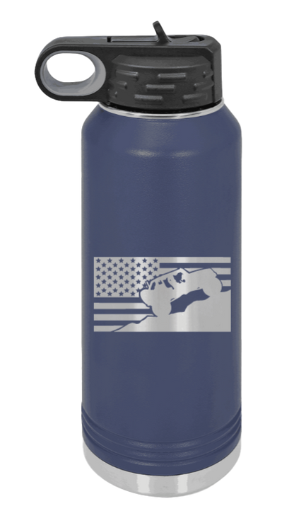 Jeep Flag 2 - 32oz Water Bottle Laser Engraved- Navy