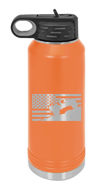 Jeep Flag 2 - 32oz Water Bottle Laser Engraved- Orange