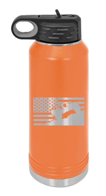 Jeep Flag 2 - 32oz Water Bottle Laser Engraved- Orange