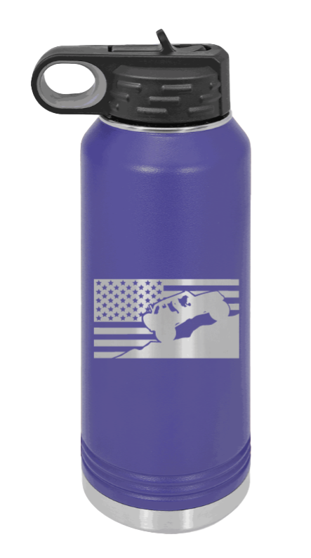 Jeep Flag 2 - 32oz Water Bottle Laser Engraved- Purple