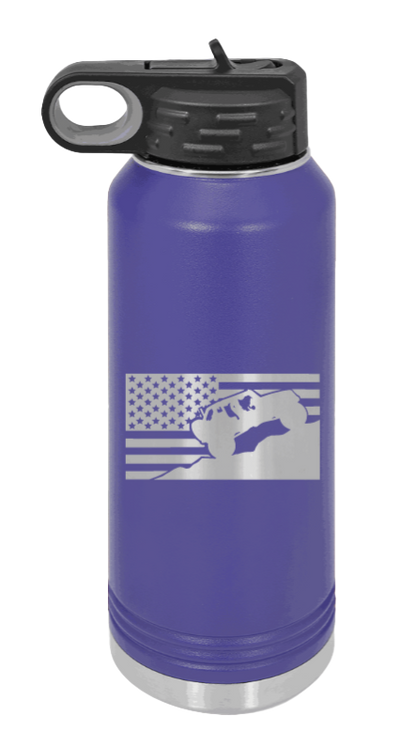 Jeep Flag 2 - 32oz Water Bottle Laser Engraved- Purple
