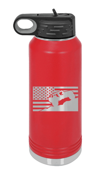 Jeep Flag 2 - 32oz Water Bottle Laser Engraved- Red