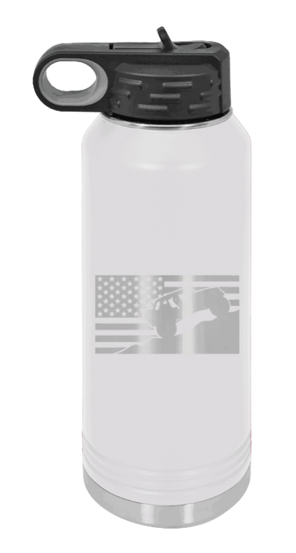 Jeep Flag 2 - 32oz Water Bottle Laser Engraved- White