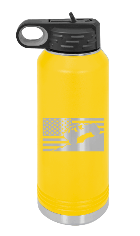 Jeep Flag 2 - 32oz Water Bottle Laser Engraved- Yellow