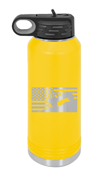 Jeep Flag 2 - 32oz Water Bottle Laser Engraved- Yellow