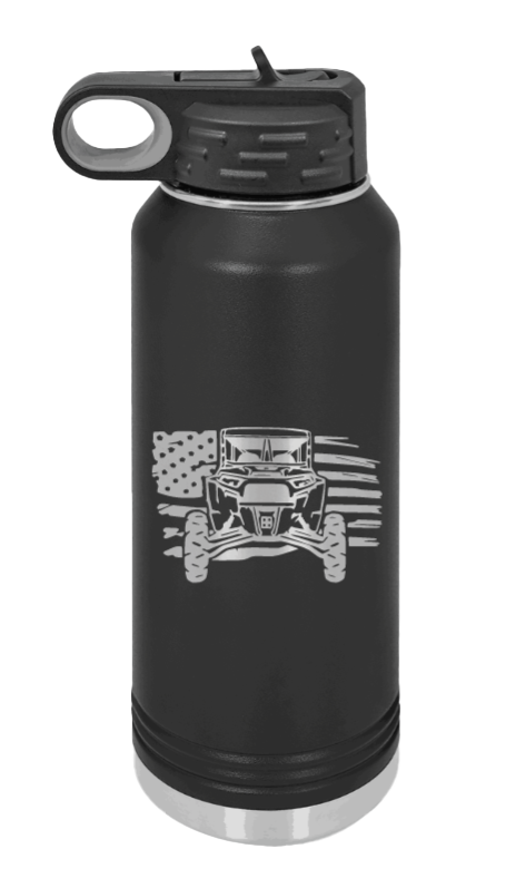RZR Flag - 32oz Water Bottle Laser Engraved- Black