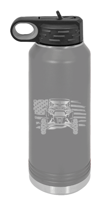 RZR Flag - 32oz Water Bottle Laser Engraved- Dark Grey