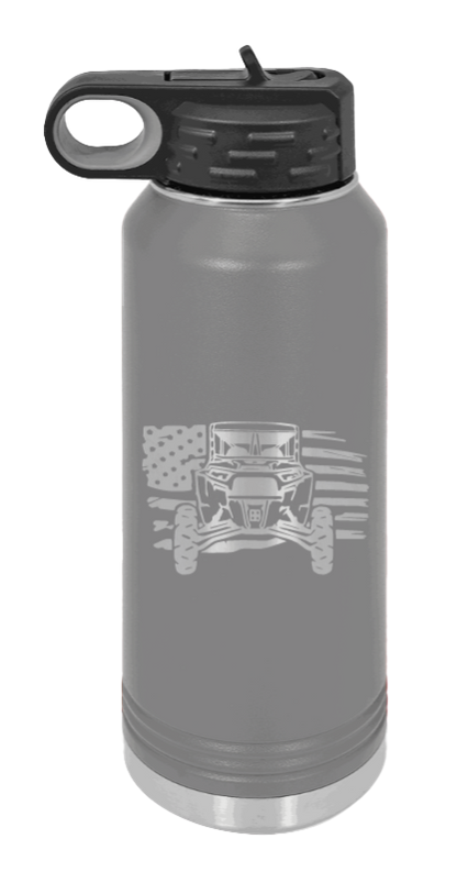 RZR Flag - 32oz Water Bottle Laser Engraved- Dark Grey