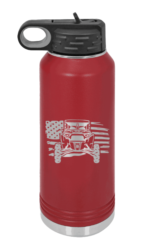 RZR Flag - 32oz Water Bottle Laser Engraved- Maroon