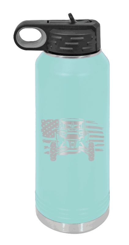 RZR Flag - 32oz Water Bottle Laser Engraved- Teal