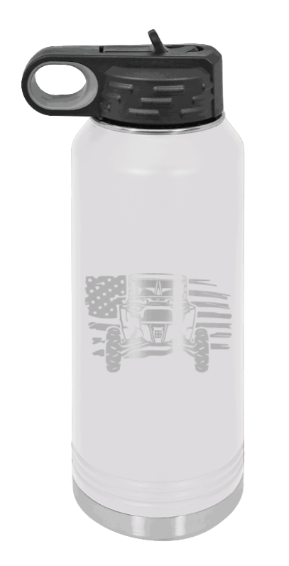 RZR Flag - 32oz Water Bottle Laser Engraved- White