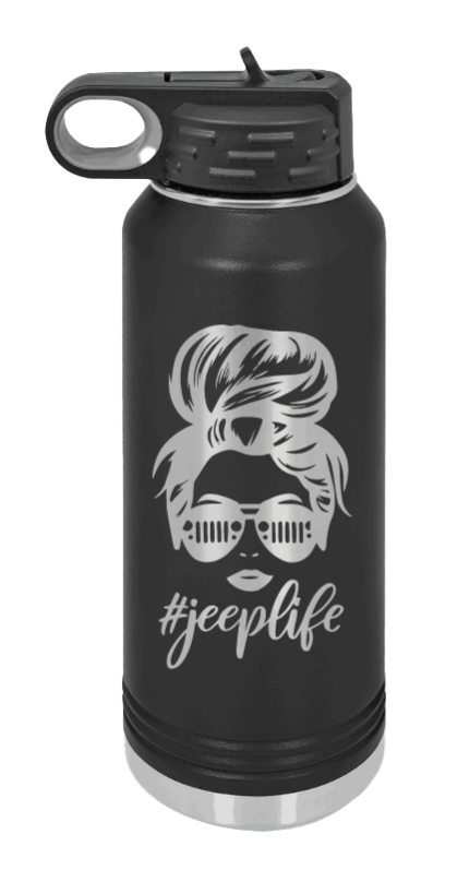 Jeep Life - 32oz Water Bottle Laser Engraved- Black