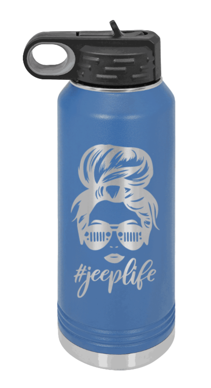 Jeep Life - 32oz Water Bottle Laser Engraved- Royal Blue