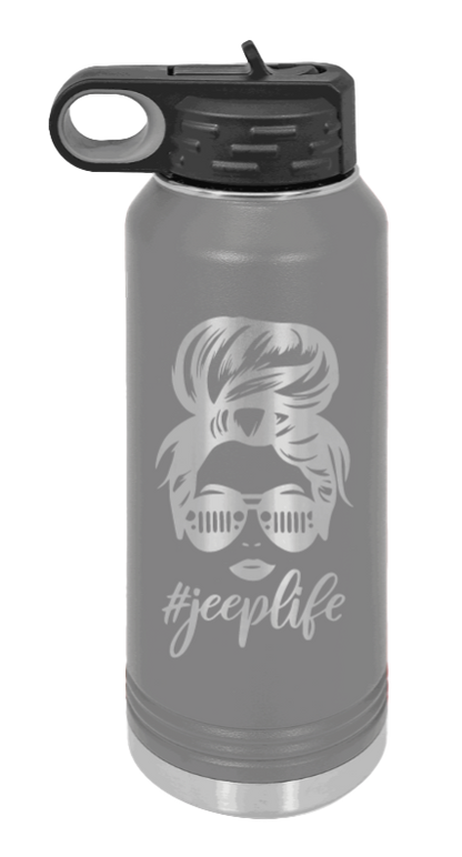 Jeep Life - 32oz Water Bottle Laser Engraved- Dark Grey