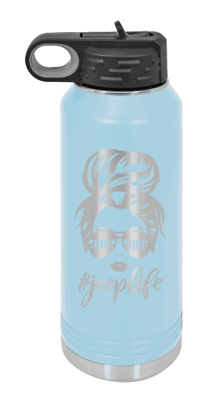 Jeep Life - 32oz Water Bottle Laser Engraved- Light Blue