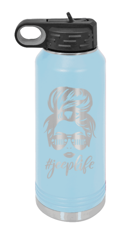 Jeep Life - 32oz Water Bottle Laser Engraved- Light Blue