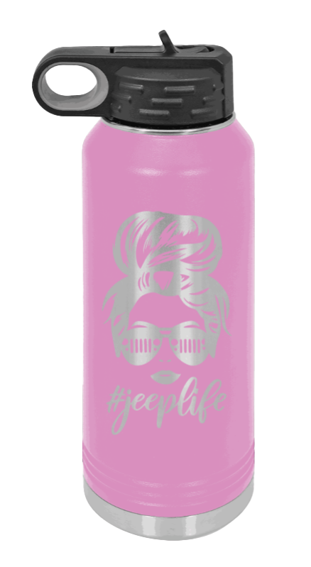 Jeep Life - 32oz Water Bottle Laser Engraved- Light Purple