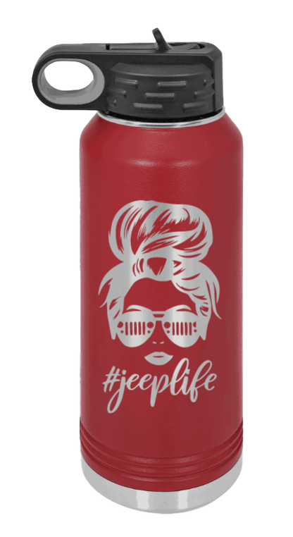 Jeep Life - 32oz Water Bottle Laser Engraved- Maroon