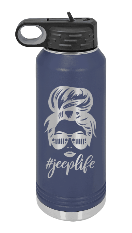 Jeep Life - 32oz Water Bottle Laser Engraved- Navy