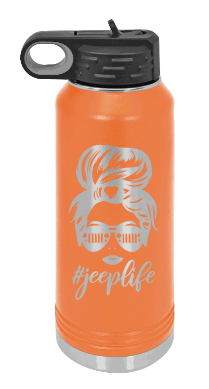 Jeep Life - 32oz Water Bottle Laser Engraved- Orange