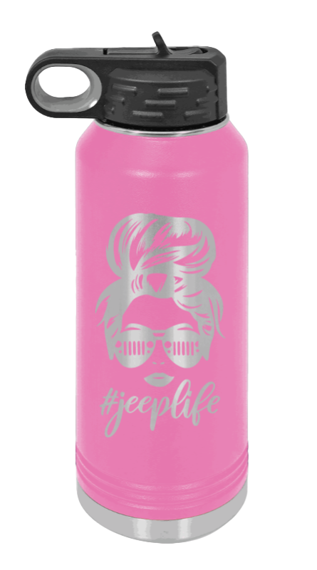 Jeep Life - 32oz Water Bottle Laser Engraved- Pink