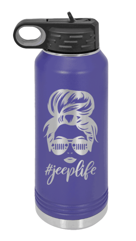 Jeep Life - 32oz Water Bottle Laser Engraved- Purple