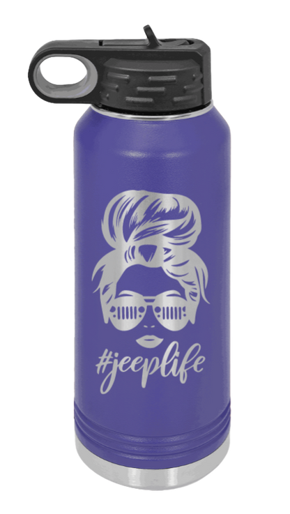 Jeep Life - 32oz Water Bottle Laser Engraved- Purple