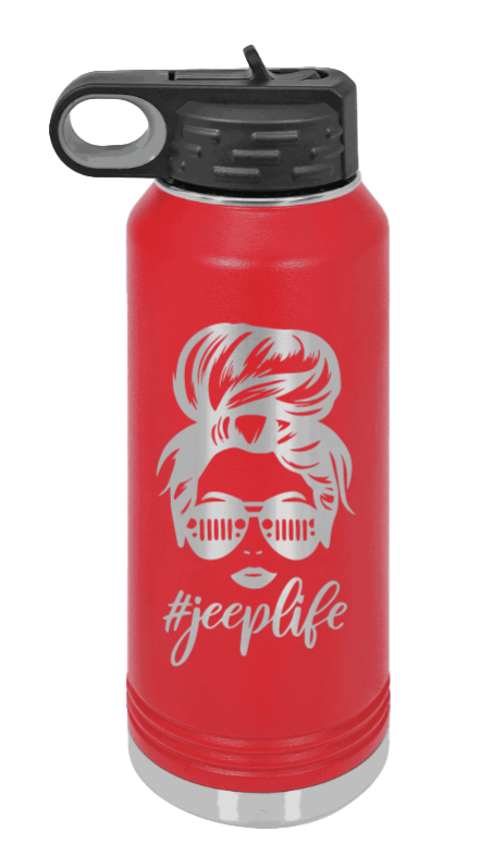 Jeep Life - 32oz Water Bottle Laser Engraved- Red