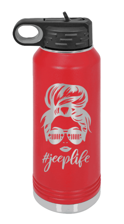 Jeep Life - 32oz Water Bottle Laser Engraved- Red