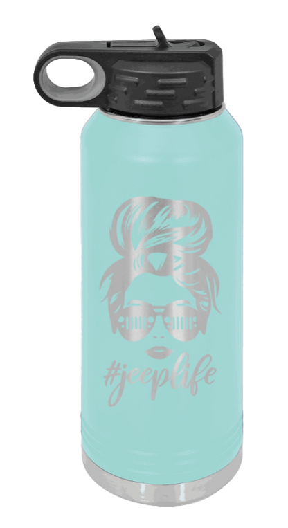 Jeep Life - 32oz Water Bottle Laser Engraved- Teal