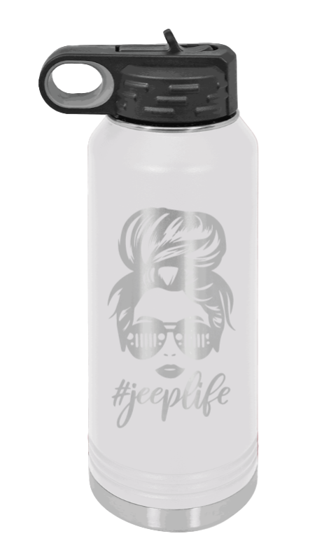 Jeep Life - 32oz Water Bottle Laser Engraved- White