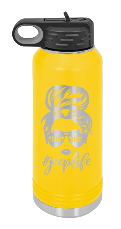 Jeep Life - 32oz Water Bottle Laser Engraved- Yellow