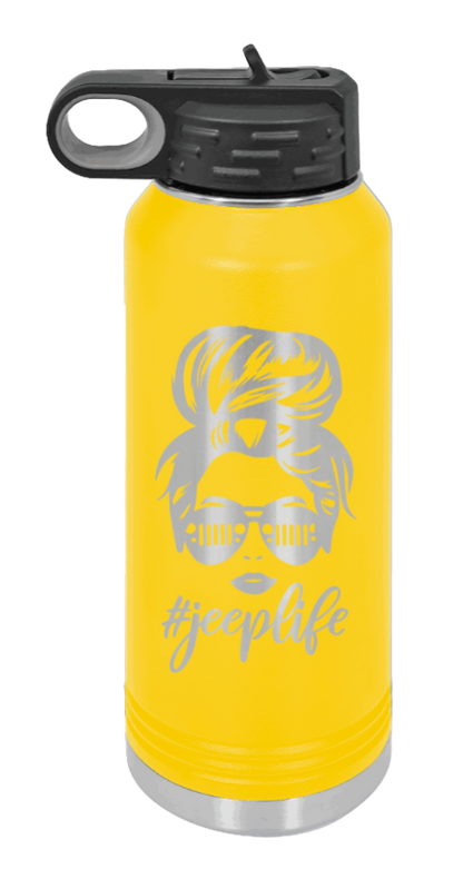 Jeep Life - 32oz Water Bottle Laser Engraved- Yellow