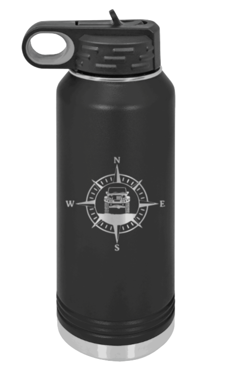 Jeep Compass JK - 32oz Water Bottle Laser Engraved- Black
