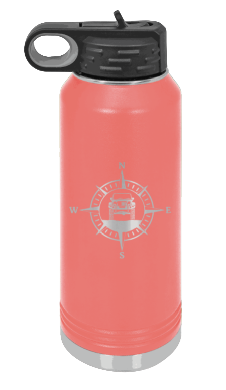 Jeep Compass JK - 32oz Water Bottle Laser Engraved- Coral