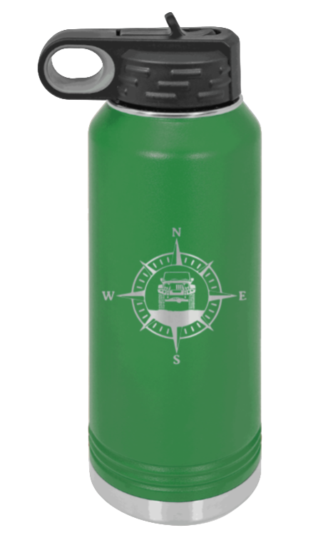 Jeep Compass JK - 32oz Water Bottle Laser Engraved- Green