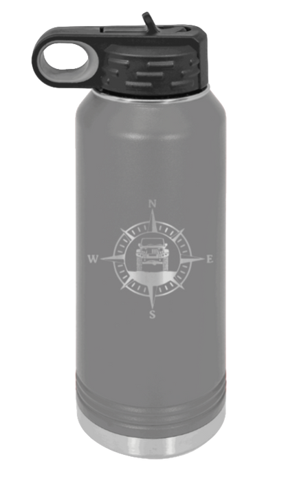 Jeep Compass JK - 32oz Water Bottle Laser Engraved- Dark Grey