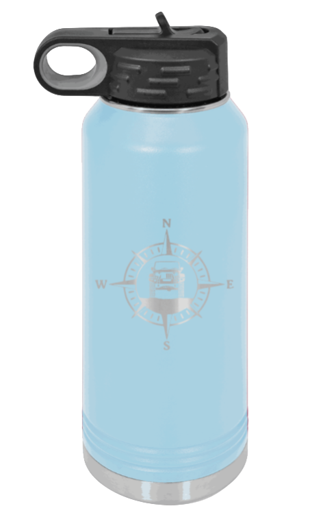 Jeep Compass JK - 32oz Water Bottle Laser Engraved- Light Blue