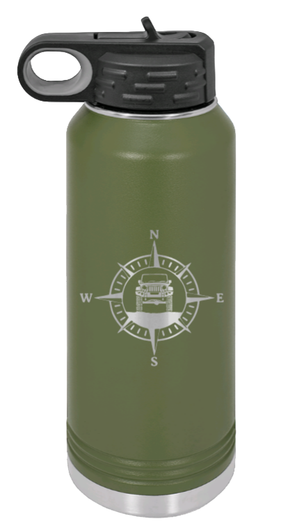 Jeep Compass JK - 32oz Water Bottle Laser Engraved- Olive