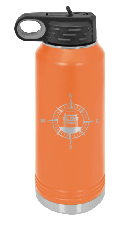 Jeep Compass JK - 32oz Water Bottle Laser Engraved- Orange