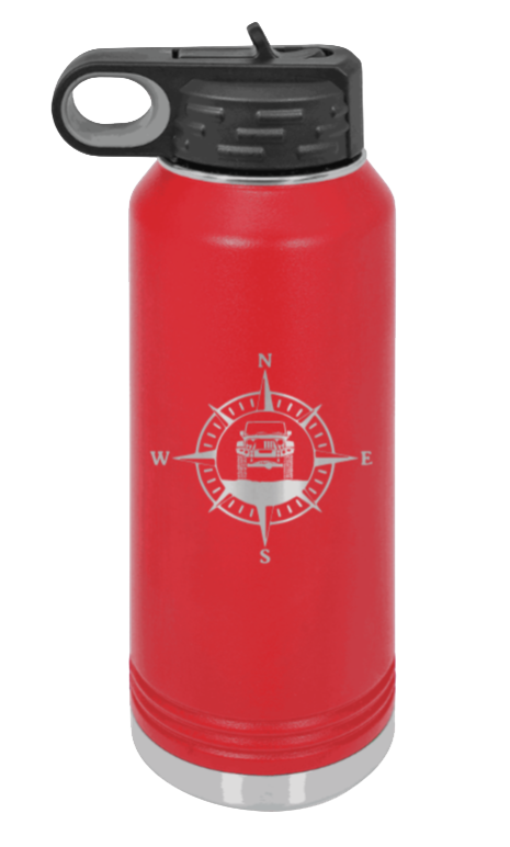 Jeep Compass JK - 32oz Water Bottle Laser Engraved- Red